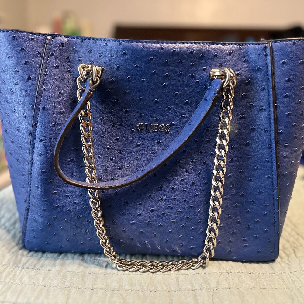 Royal Blue "ostrich pattern" Guess purse